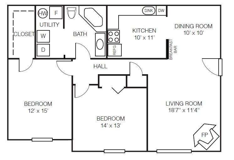 Hunters Manor – 2 Bed 1 Bath - Call for Availability