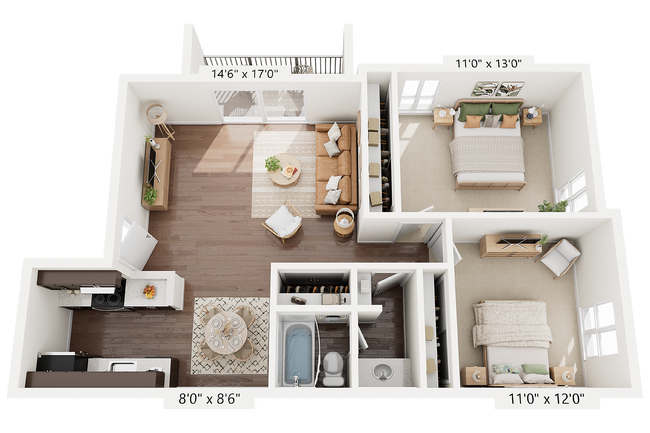 B1 | 2-Bedroom Floorplan - ReNew Pinehurst