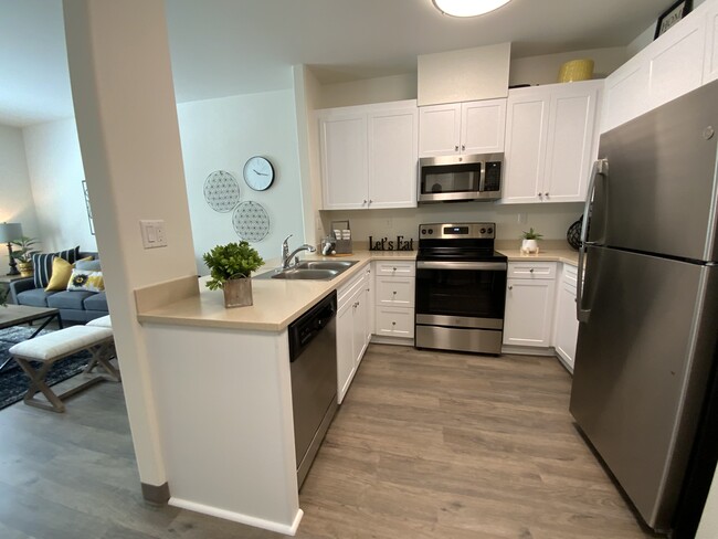 Kitchen Area with Stainless Steel Appliances - The Woods Senior Living