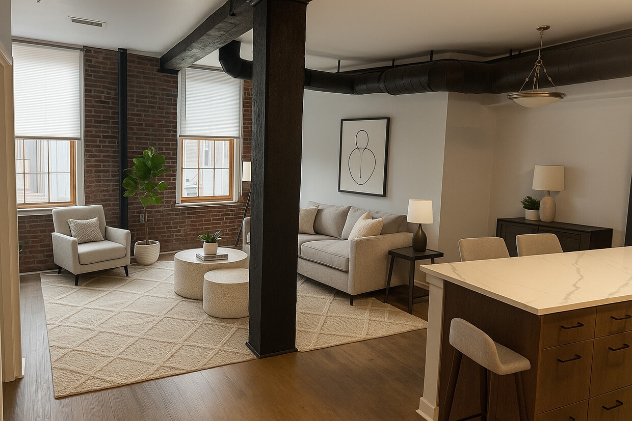 Sala de estar - Carriage Wheel Lofts Apartments