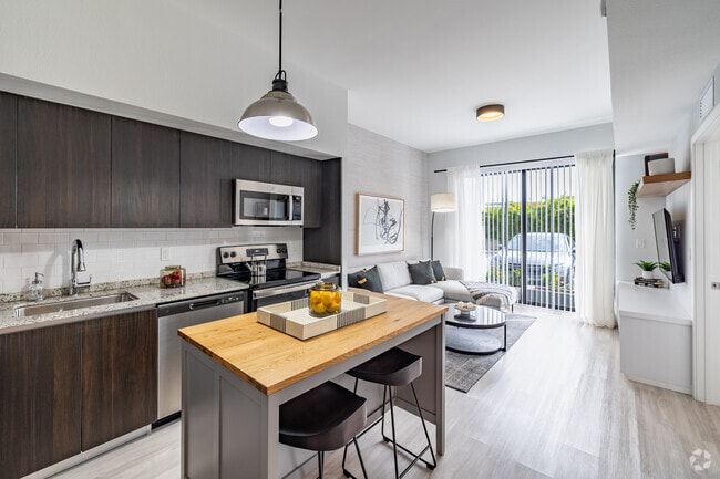1BD, 1BA - 612SF - Living Room/Kitchen - Solina Old Cutler Apartments
