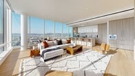 Located in the heart of Los Angeles, this sophisticated 3-bedroom, 7-bathroom residence spans a single, generously proportioned floor, delivering an exceptional standard of urban living. The open-concept living, dining, and kitchen area serves as the heart of the home, bathed in natural light through dramatic floor-to-ceiling windows that frame sweeping panoramic views of the Los Angeles skyline and hillside beyond. Light wide-plank hardwood flooring runs throughout, complementing the warm, neutral palette of the interiors.

The kitchen features sleek, high-gloss cabinetry, a large island with bar seating, and refined brass fixtures. The dining area flows seamlessly from the kitchen, anchored by expansive glazing that keeps the cityscape ever-present. The primary bedroom is a spacious retreat with ample natural light and custom built-in closets finished in light wood with integrated lighting, shelving, and drawer systems.

Seven thoughtfully designed bathrooms vary in style — some adorned with marble flooring and brass fixtures, others featuring rich wood-toned wall panels with dark chevron-patterned tile floors. Additional highlights include multiple pantries, a dedicated laundry room, and well-appointed hallways with full-length mirrors that amplify the sense of space throughout.