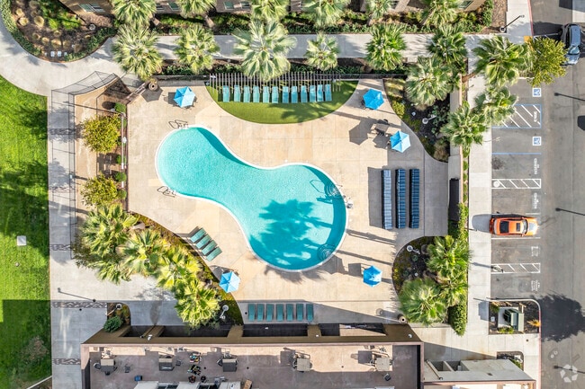 90 Degree Pool Aerial - The Crossings Student Apartments