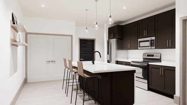 Unit Interior - Rendering (Kitchen) - Residences at DeForest Yards