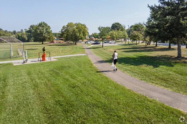 Hillcrest Heights Community Center has baseball fields, tennis courts, and a walking path.