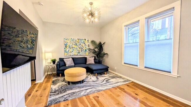 Living room with views of the Schmidt Brewery - 388 Erie St