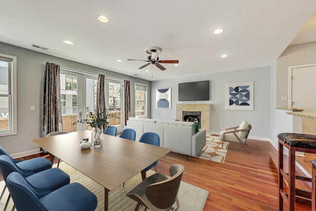 Living room with fireplace - 1238 N Milwaukee Ave