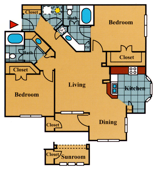 Dos habitaciones, plano de planta - The Tides of Pelican Landing