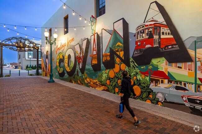 Huge colorful murals can be seen in the alley ways of downtown Covina.