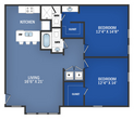 2 bedroom, 2 bathroom