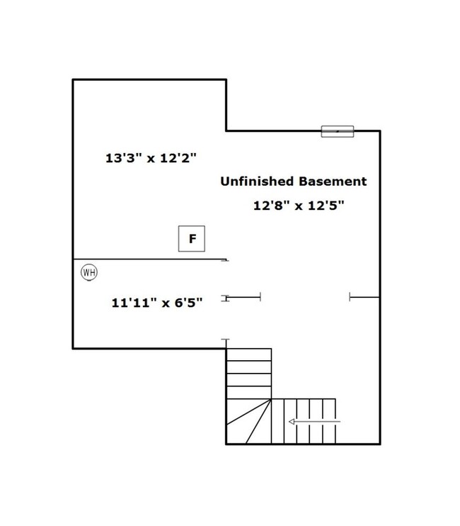 Plano de planta de sótano sin terminar - 315 Windwood Ct