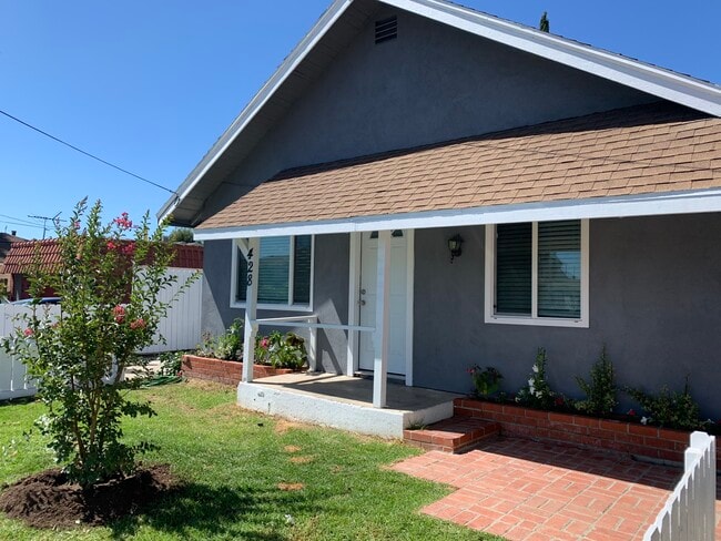 Front of house, Front yard. Tree has been removed, all other landscaping maintained. - 428 Hamilton St