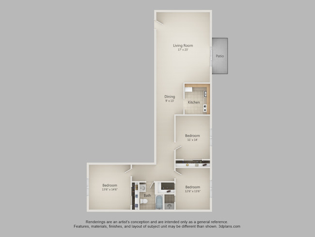 3 Bedroom Apartment Home - Corliss Apartments