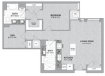 1 Bed 2 Bath Den-A21