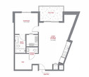 F - 1 Bed, 1.5 Bath, Den