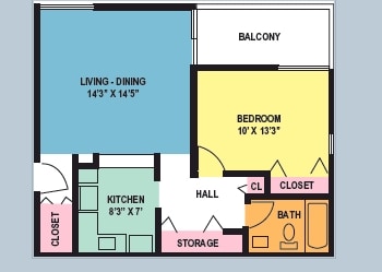 1BR/1BA - Cliffview Apartments