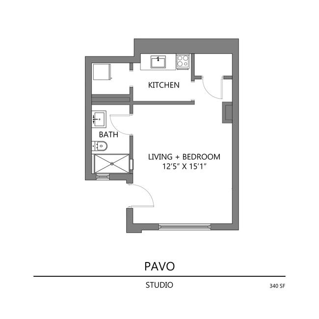 Explore the compact and stylish design of the Pavo Studio, crafted for modern living. - Pennsylvania Apartments