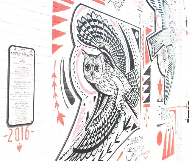 A mural done by artist David Hale during Athfest, a popular music and arts festival