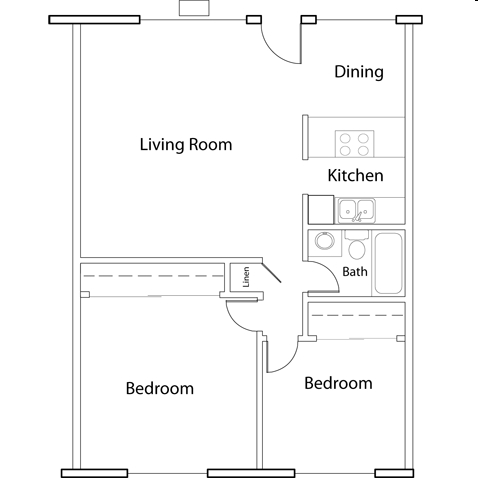 2BR/1BA - Courtyard Village Apartments