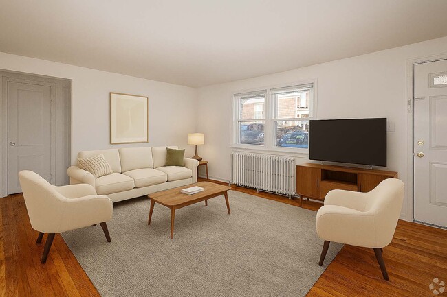 1 habitación, 1 baño - Sala de estar - Puesta en escena virtual - Jefferson Gardens