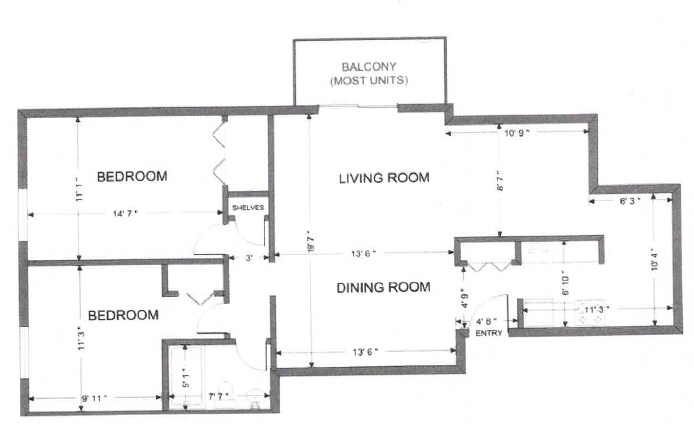 Valley Plaza Apartments – 2 Bed 1 Bath Large