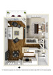 1BR 1BA - Plan A