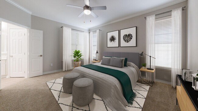 Dormitorio principal recientemente renovado con amplia suite - The Delano at North Richland Hills Apartments