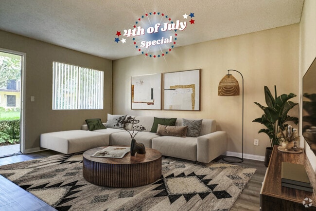 1 BR, 1 BA - Living Room - Orange Terrace Apartments