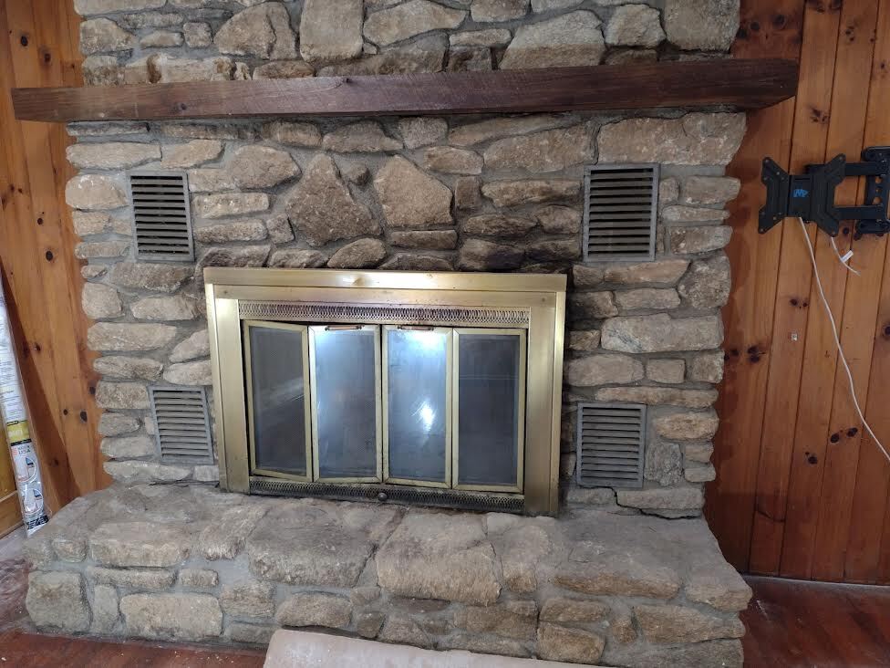 Old Dana small house fireplace - 1470 Old Dana Rd