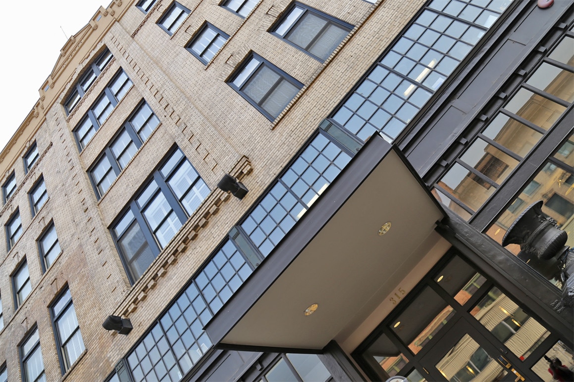 Morgan Lofts front entrance - 315 W Riverside Ave