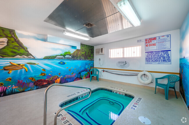 Indoor jacuzzi with stunning artwork. - Sahara View Apartments