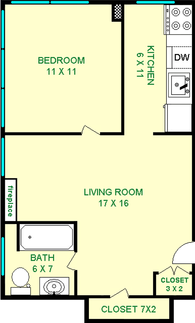 Plano de planta de un dormitorio de Thaw - Cloisters