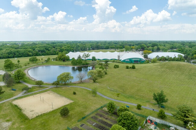 Hanover Park’s expansive community center has an open field for play or recreation.