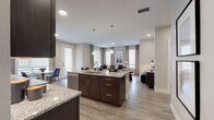 Located on Republic Drive in Colorado Springs, CO, this well-appointed single-floor residence offers a thoughtfully designed open-concept layout with contemporary finishes throughout. The kitchen serves as the heart of the home, showcasing rich dark cabinetry, granite countertops, a large center island with a built-in sink, subway tile backsplash, and a full suite of stainless steel appliances. Light wood-style flooring flows seamlessly from the kitchen into the adjacent dining area and living room, where large windows dressed with roller shades and floor-length drapes allow generous natural light to fill the space. The living area provides a comfortable, well-proportioned setting with access to an exterior door. The bedrooms are carpeted for comfort, each featuring large windows with views of the surrounding Colorado landscape. The primary suite includes a spa-inspired bathroom with dual granite vanities, dark cabinetry, a glass-enclosed walk-in shower, wood-look tile flooring, and a dedicated walk-in closet with built-in shelving. A dedicated laundry room with a full-size washer and dryer, overhead cabinetry, and wood-look flooring adds everyday convenience. The residence offers a cohesive neutral palette and modern design elements throughout.