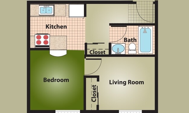 1HAB/1BA - Berwick Apartments