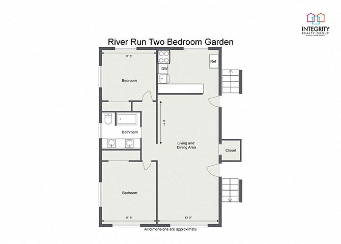River Run Apartments – 2 Bedroom 1 Bath Apartment