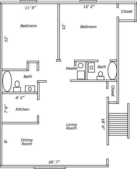 2 bed 2 bath - Christopher Square Apartments NEW MANAGEMENT!