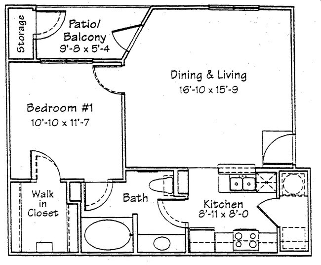 1 dormitorio/1 baño - 9th St Apartments