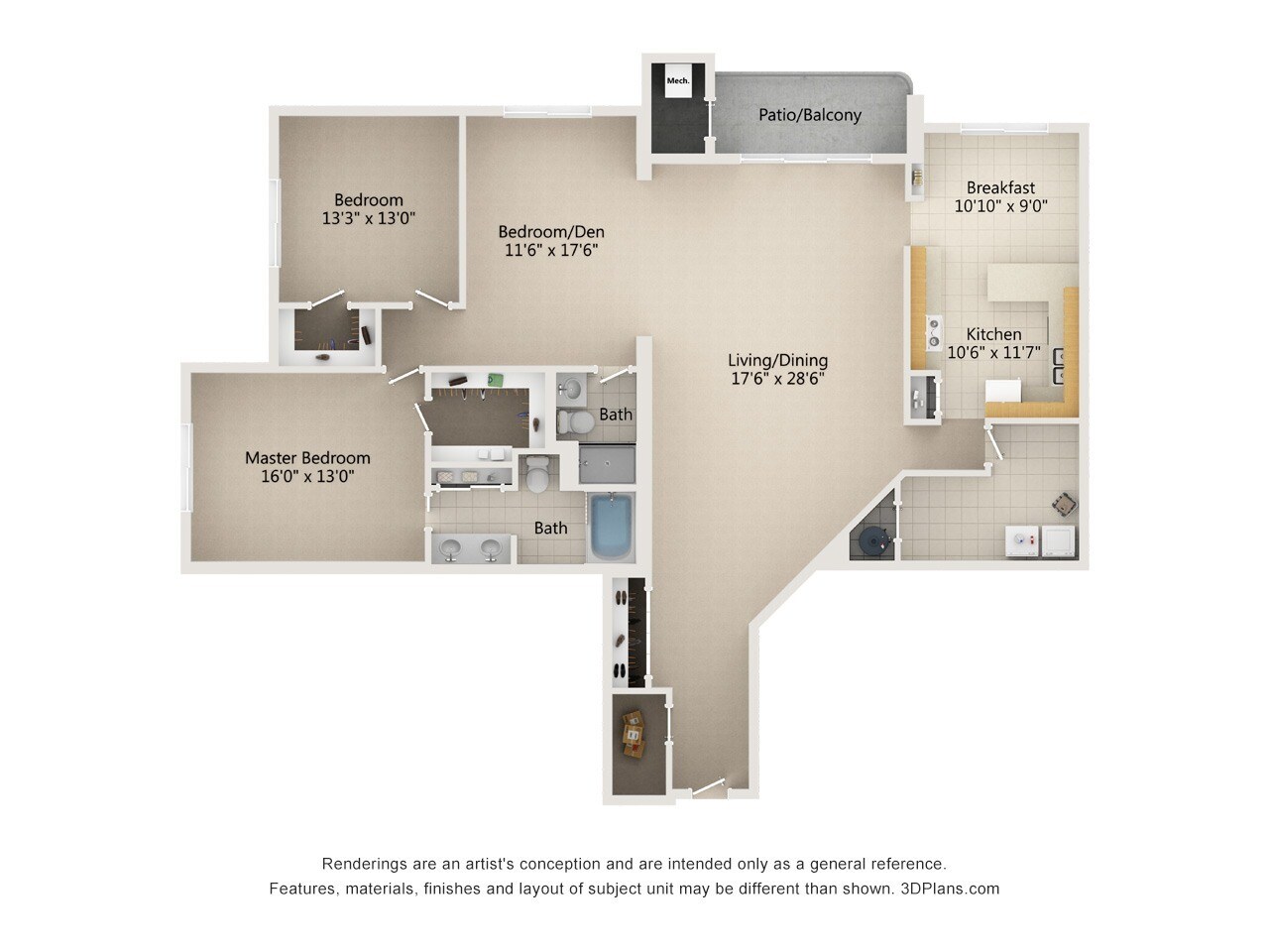 Atrium in The Village – 3 bedroom 2 Bath Type E