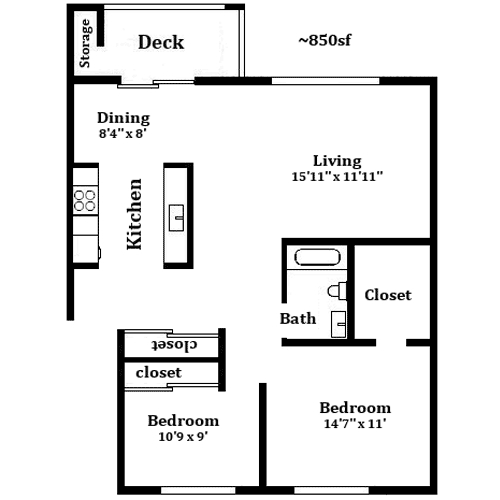 2HAB/1BA - Canterbury Court Apartments