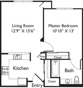 1BR/1BA - Mira Vista Villas Senior Living