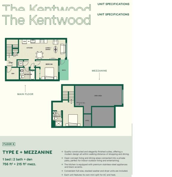 1 bed, 2 bath, den loft - The Kentwood