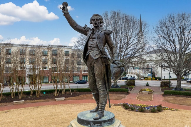 The Marquis de Lafayette proudly occupies the heart of the town square in Lagrange.