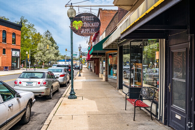 Walking down historic Calumet Street in Chesterton, Indiana.