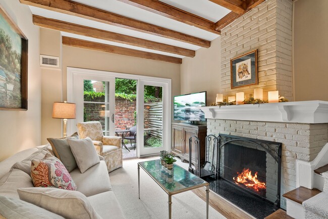 Wood Burning Fireplace with Beautiful Exposed Wood Beams - 4 Pomander Walk NW