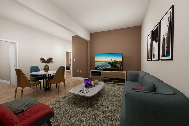 Sala de estar y comedor en escena virtualmente - Student Housing Near USC Univ Southern Calif