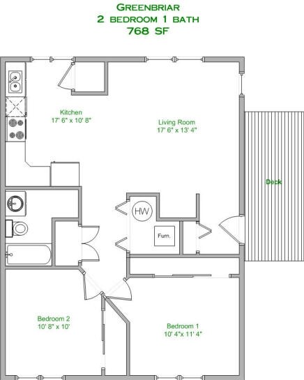 2 habitaciones/1 baño - Greenbriar