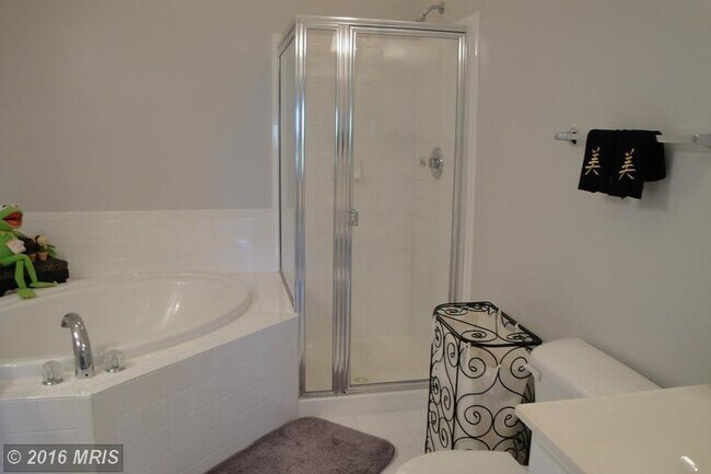 Master bedroom with separate shower and soaking tub - 11411 Log Ridge Drive