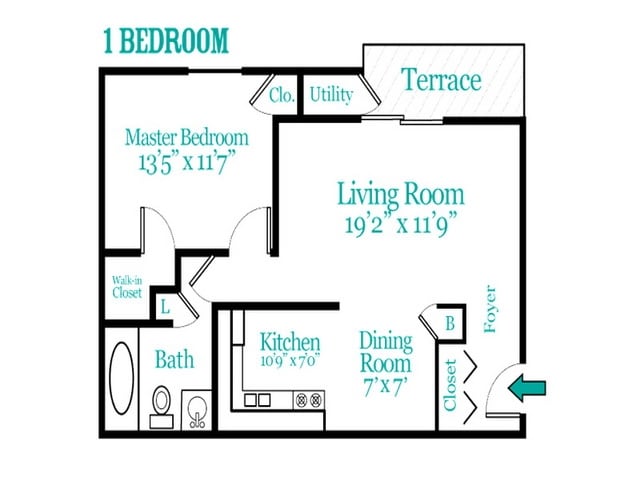 Central Park West Apartments & Townhomes – One Bedroom Apartment
