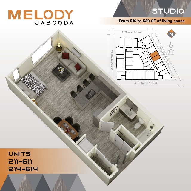 Studio B squared 211-611 214-614 - Melody Jabooda Apartments